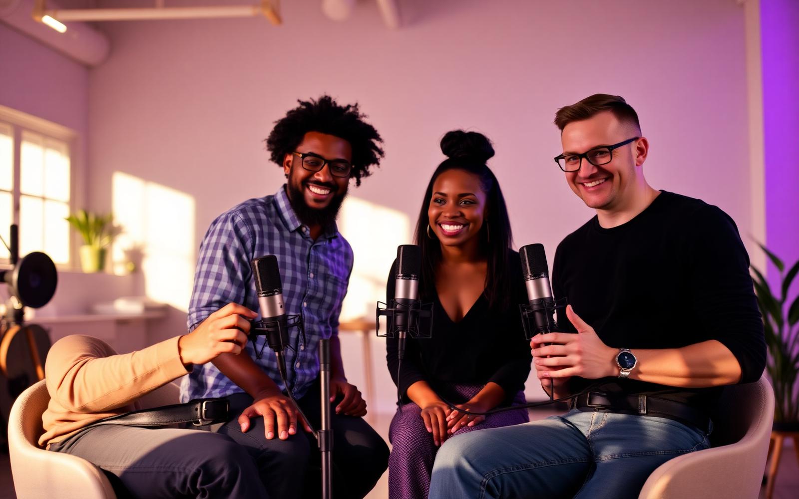 The Repodeo team collaborating in a podcast studio